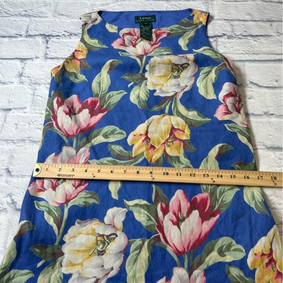 Ralph Lauren Blue Floral Sleeveless Maxi Dress. 100% Linen. Size 6. Quiet Luxury - Picture 11 of 14